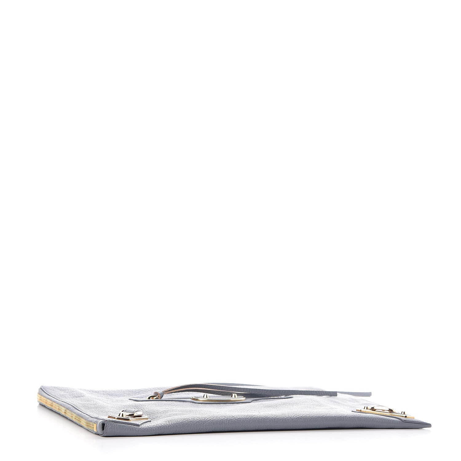 Balenciaga Chevre Gold Metallic Edge Hardware Pouch Bleu Acier 4 of 9