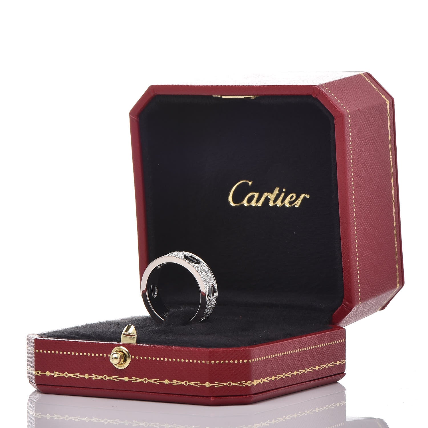 Cartier 18K White Gold Diamond Ceramic LOVE Paved Ring 57 8 7 of 7