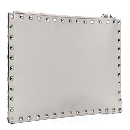 Valentino Garavani Glitter Rockstud Spike Zip Pouch Silver 3 of 6