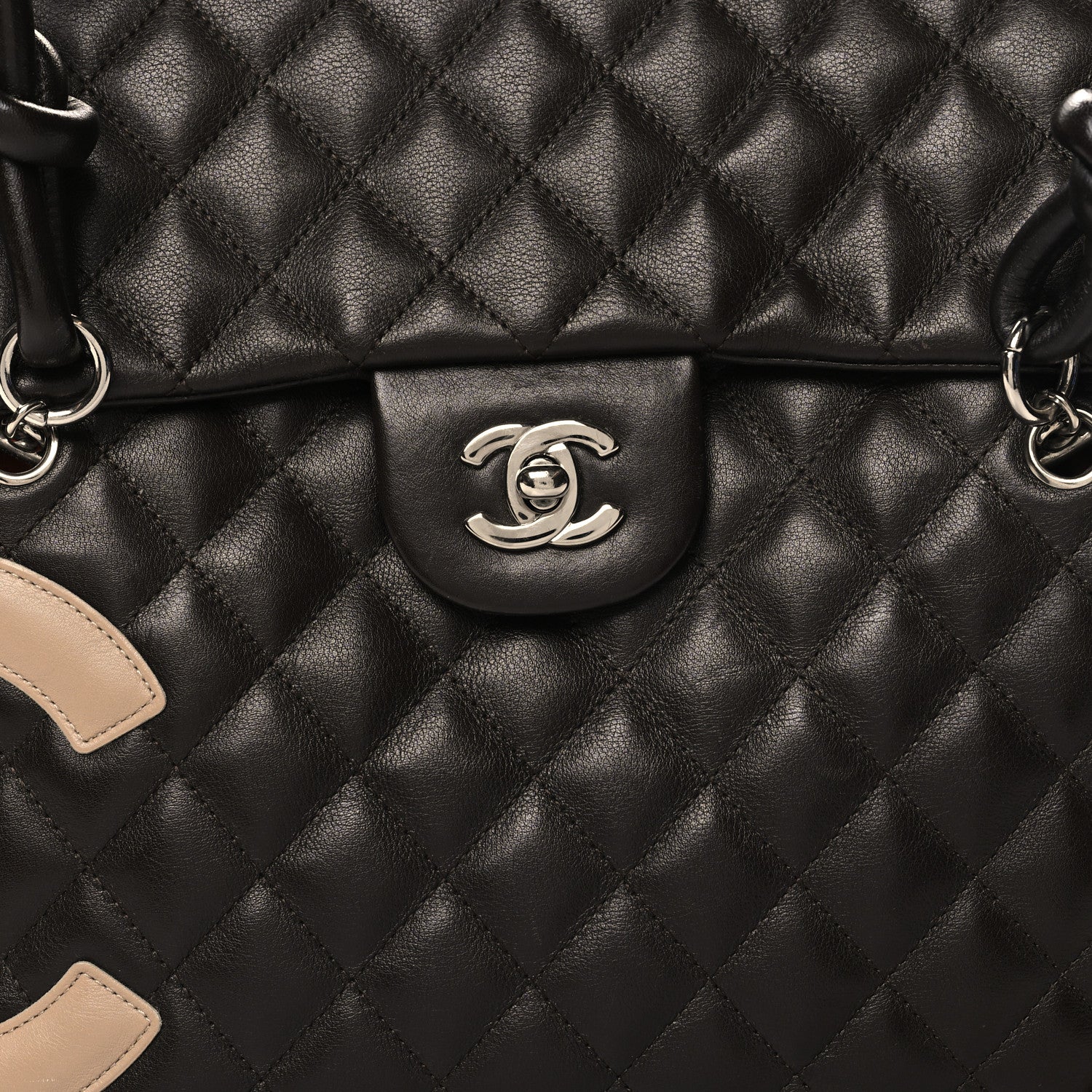 Chanel Calfskin Quilted Large Cambon Flap Brown Beige 8 of 12
