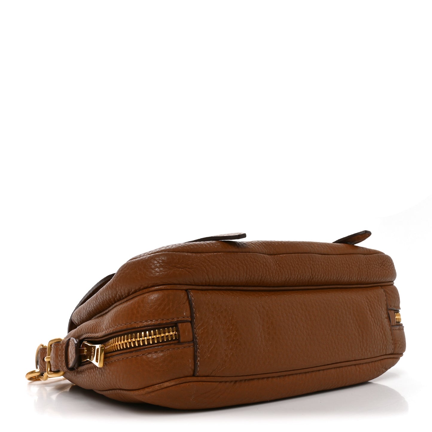 Vitello Daino Double Buckle Messenger Bag Brown