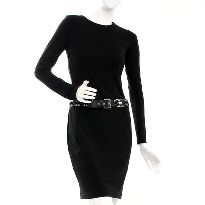 Chanel Calfskin Cross Stitch Grommet Belt 80 32 Black 2 of 6