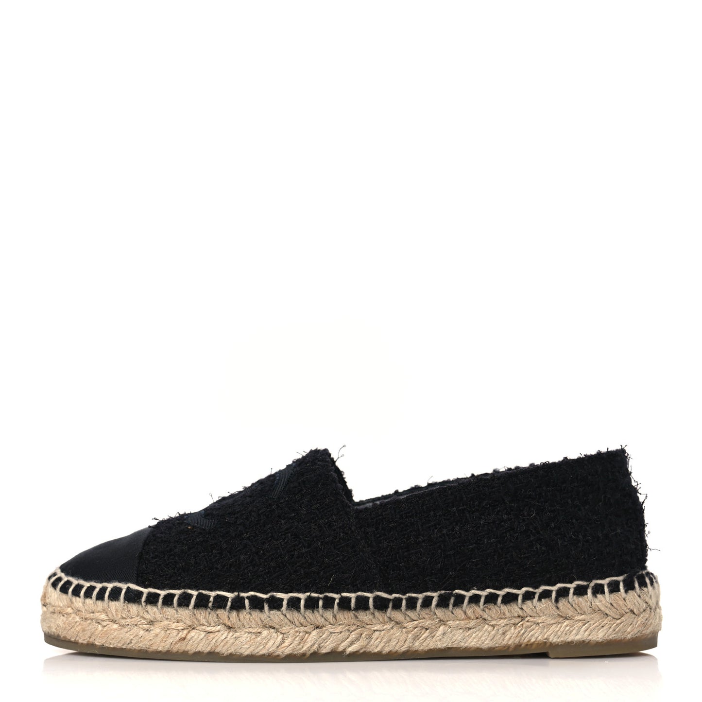 Tweed Lambskin CC Espadrilles 37 Black