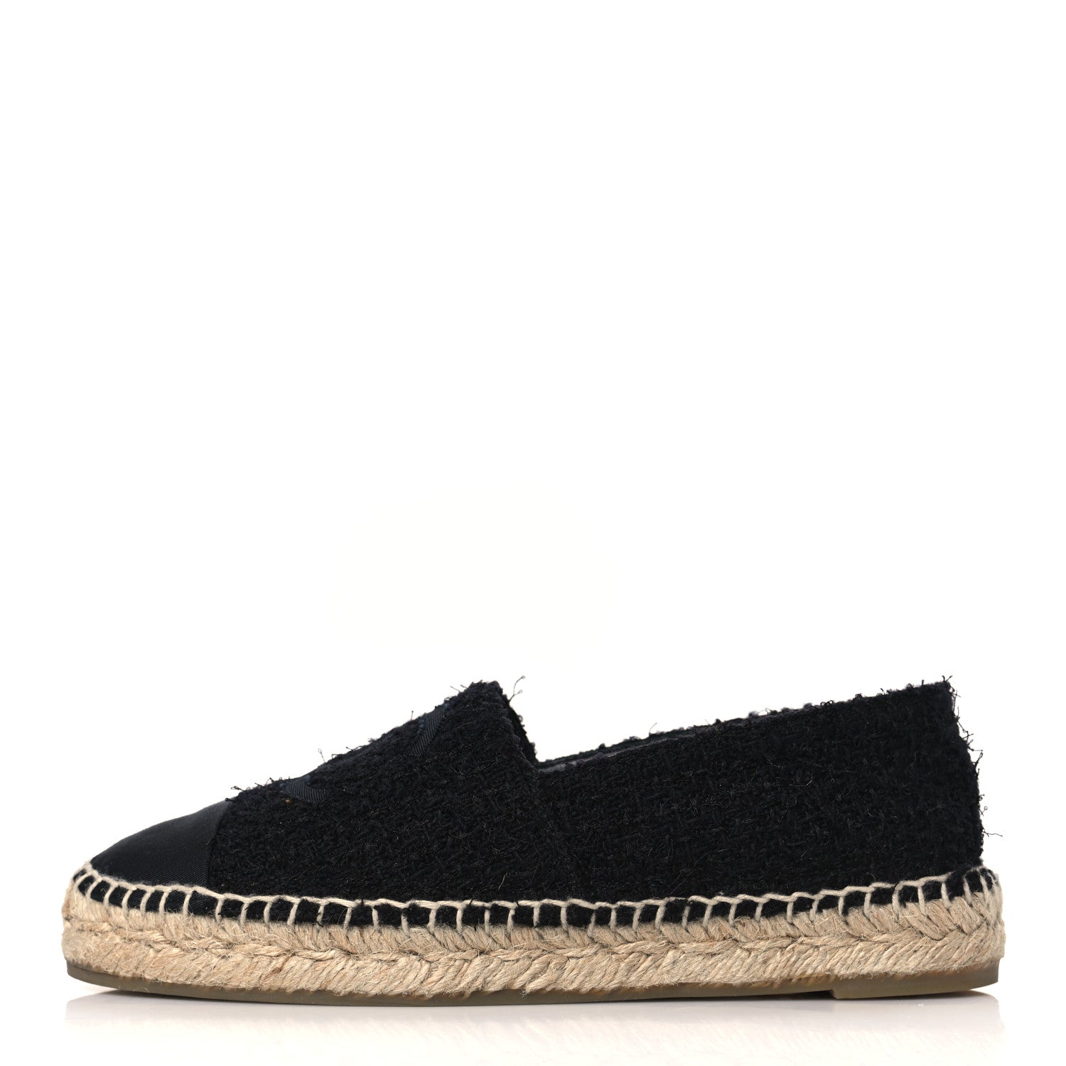 Chanel Tweed Lambskin CC Espadrilles 37 Black 1 of 8