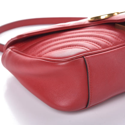 Gucci Calfskin Matelasse Small GG Marmont Shoulder Bag Hibiscus Red 14 of 19