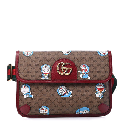 Gucci X DORAEMON Mini Vintage GG Supreme Monogram Web Slim Belt Bag Beige Cherry Red 1 of 4