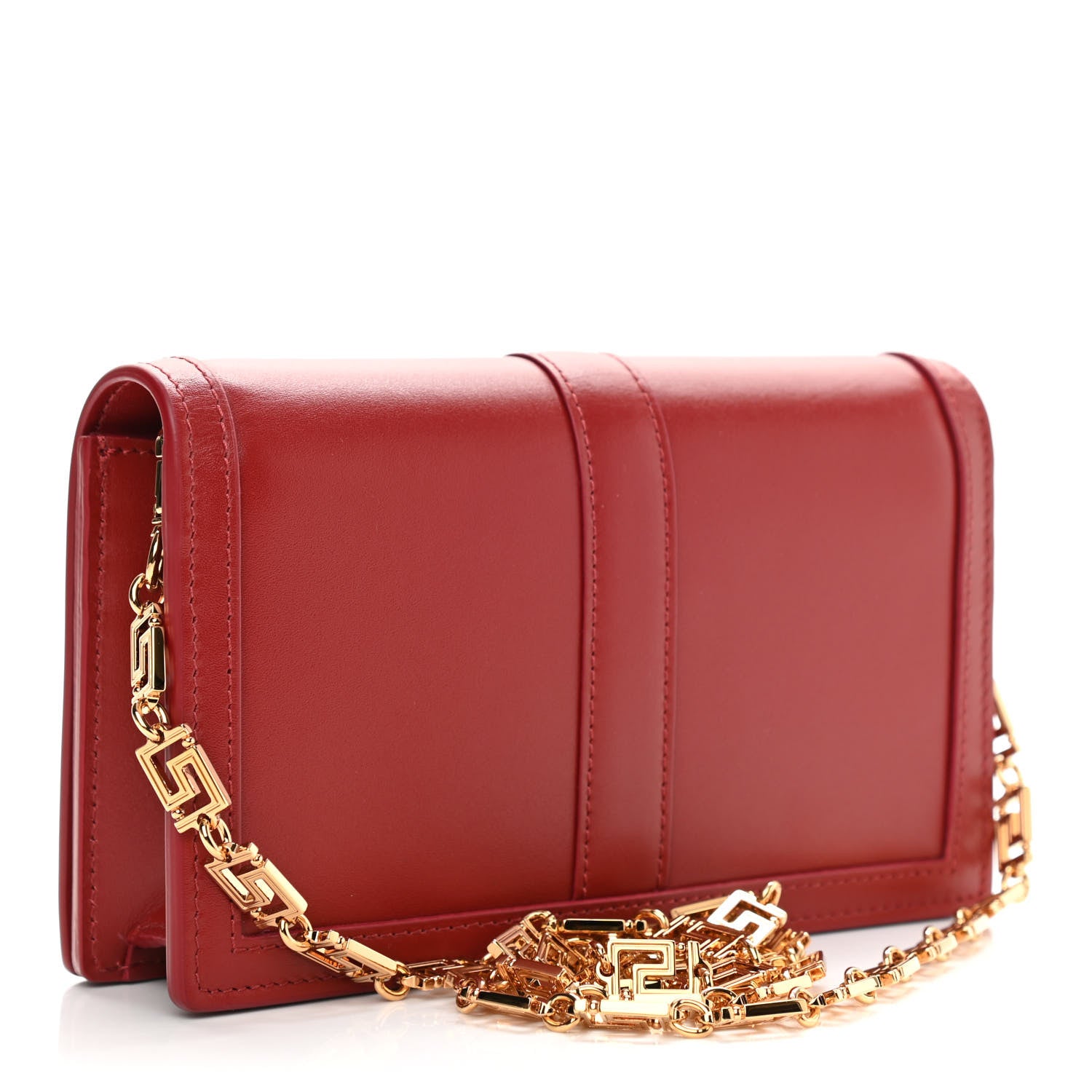 Versace Calfskin Greca Goddess Wallet On Chain Red 2 of 8
