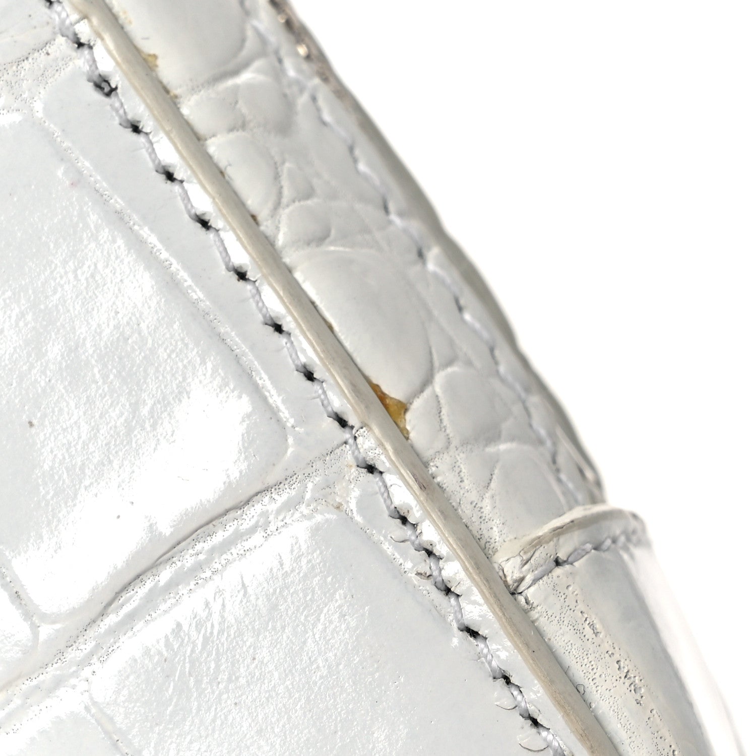 Balenciaga Shiny Calfskin Logo Crocodile Embossed Cash Phone Holder Bag White Black 12 of 13