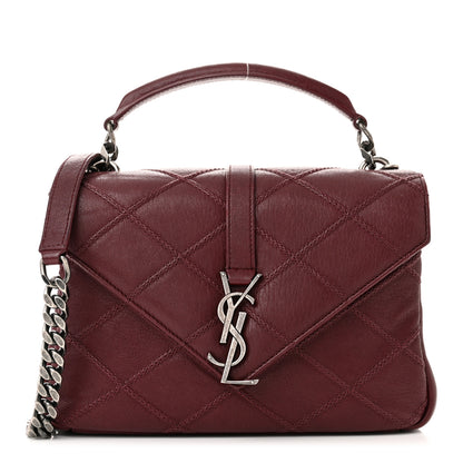 Saint Laurent Calfskin Matelasse Diamond Quilted Monogram Medium College Bag Bordeaux 1 of 10