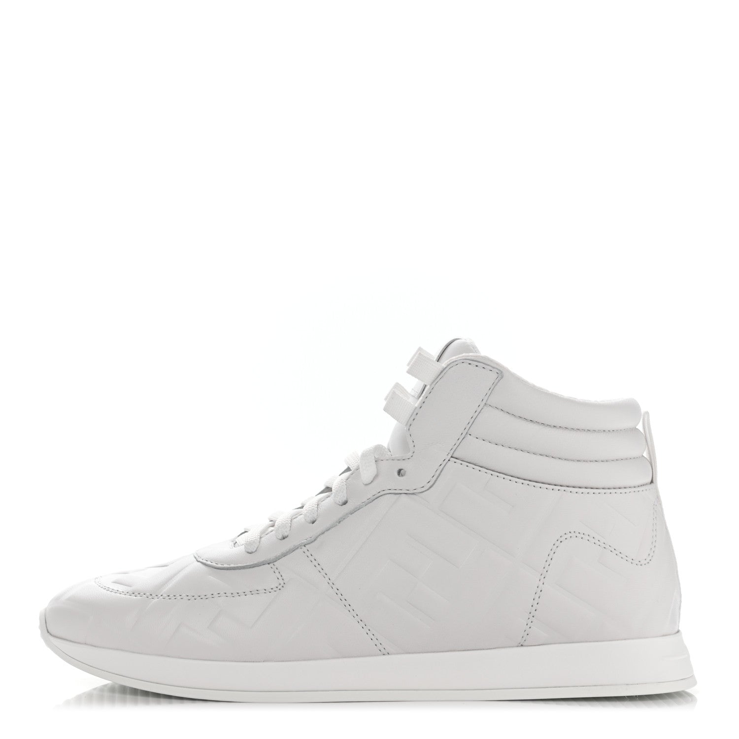 Fendi Nappa Macro FF Embossed Womens High Top Sneakers 37 White Ice 1 of 11