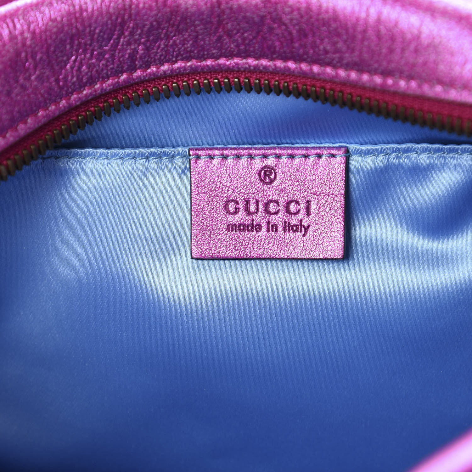 Gucci Laminated Nappa Matelasse Small GG Marmont Chain Shoulder Bag Fuxia Rosso Rosa 7 of 10