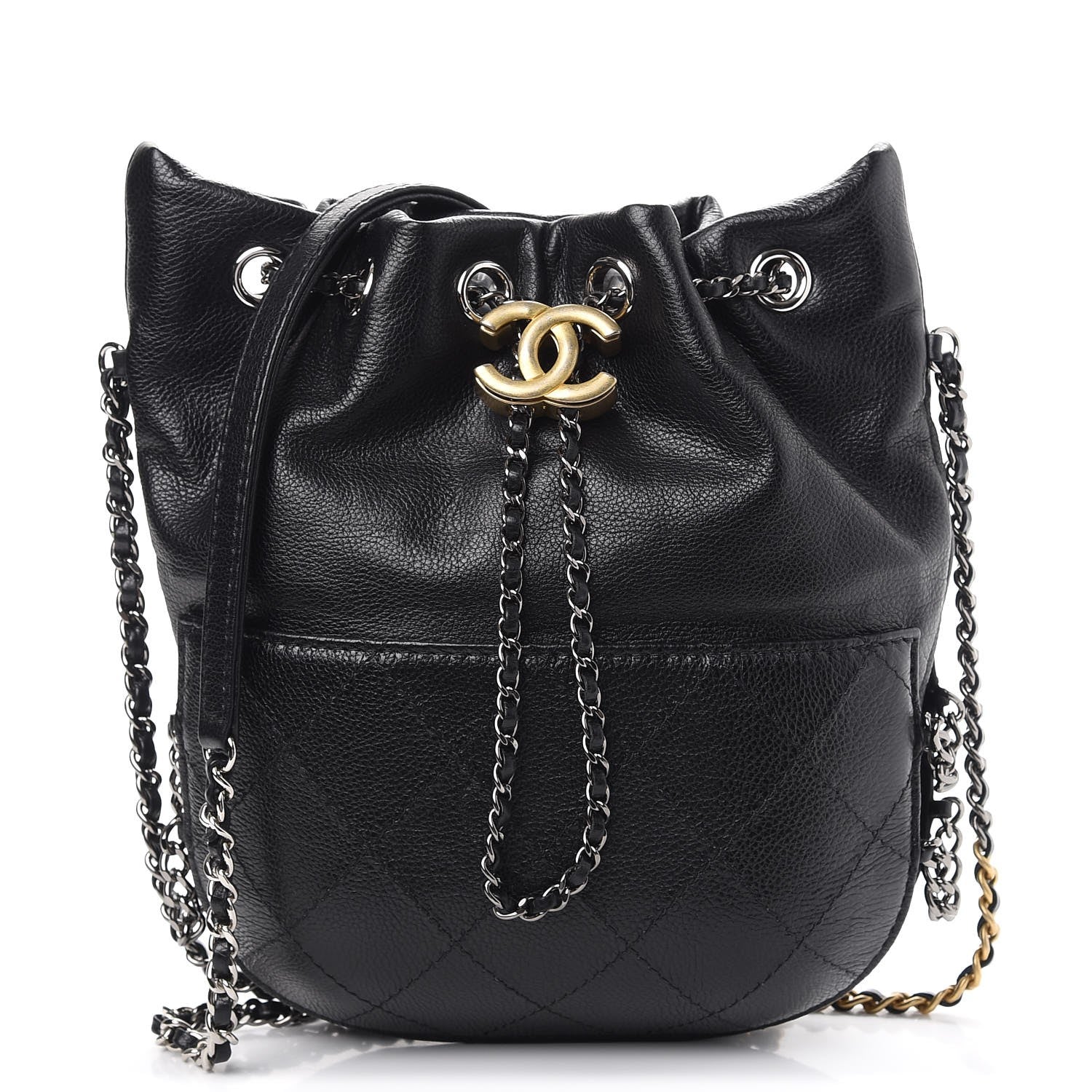 Chanel Calfskin Quilted Small Gabrielle Bucket Black 1 of 9