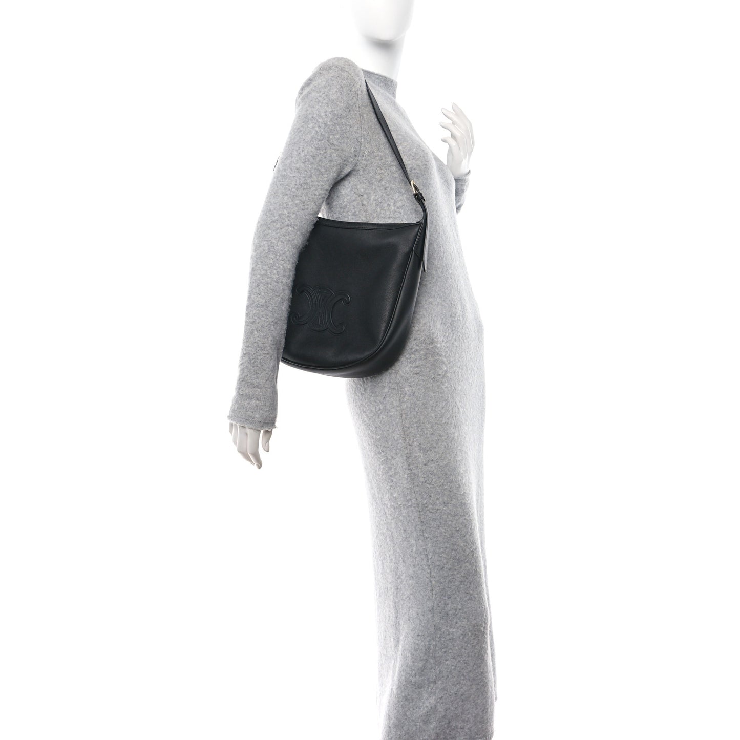 Supple Calfskin Cuir Triomphe Heloise Shoulder Bag Black