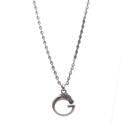 Gucci Sterling Silver G Horse Rope Pendant Necklace 1 of 6