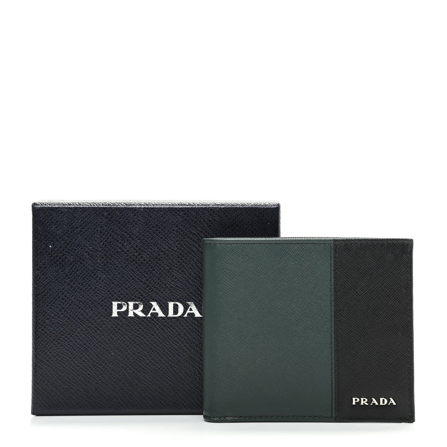 Saffiano Bi-Color Bi-Fold Wallet Smeraldo Black