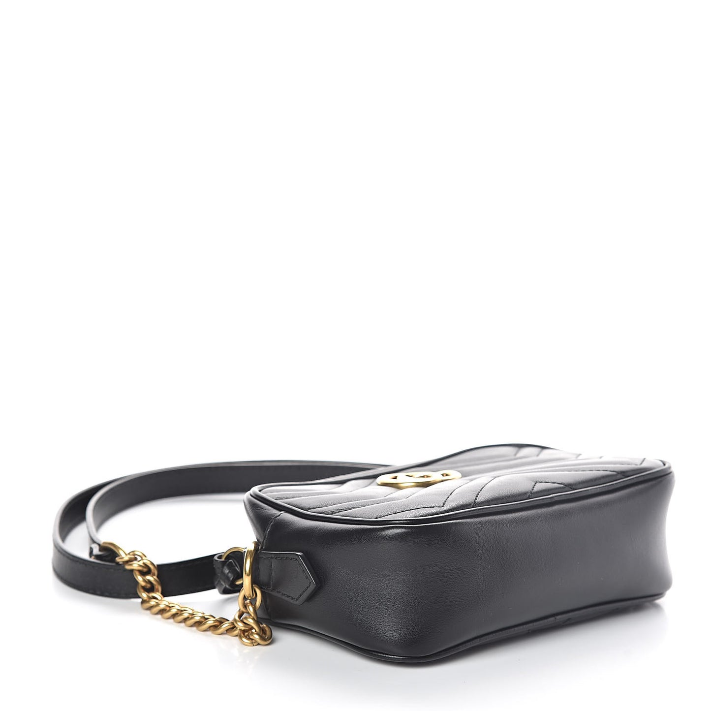 Calfskin Matelasse Mini GG Marmont Chain Shoulder Bag Black