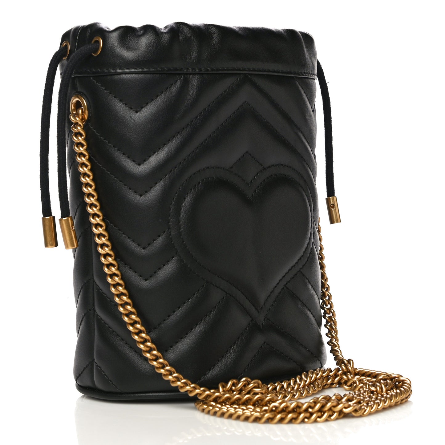 Calfskin Matelasse Mini GG Marmont 2.0 Bucket Bag Black