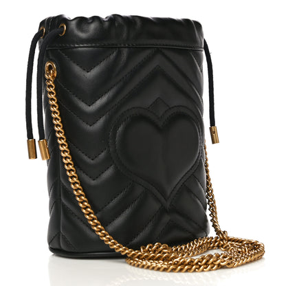 Gucci Calfskin Matelasse Mini GG Marmont 2.0 Bucket Bag Black 3 of 10