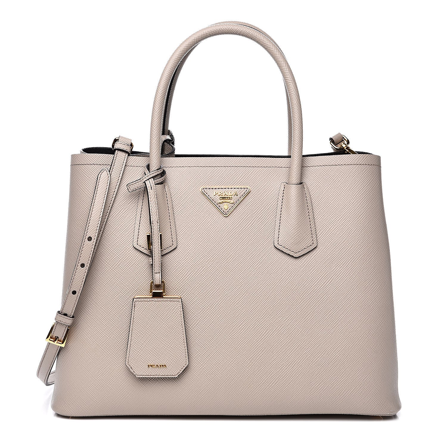 Prada Saffiano Cuir Small Double Bag Pomice 1 of 9