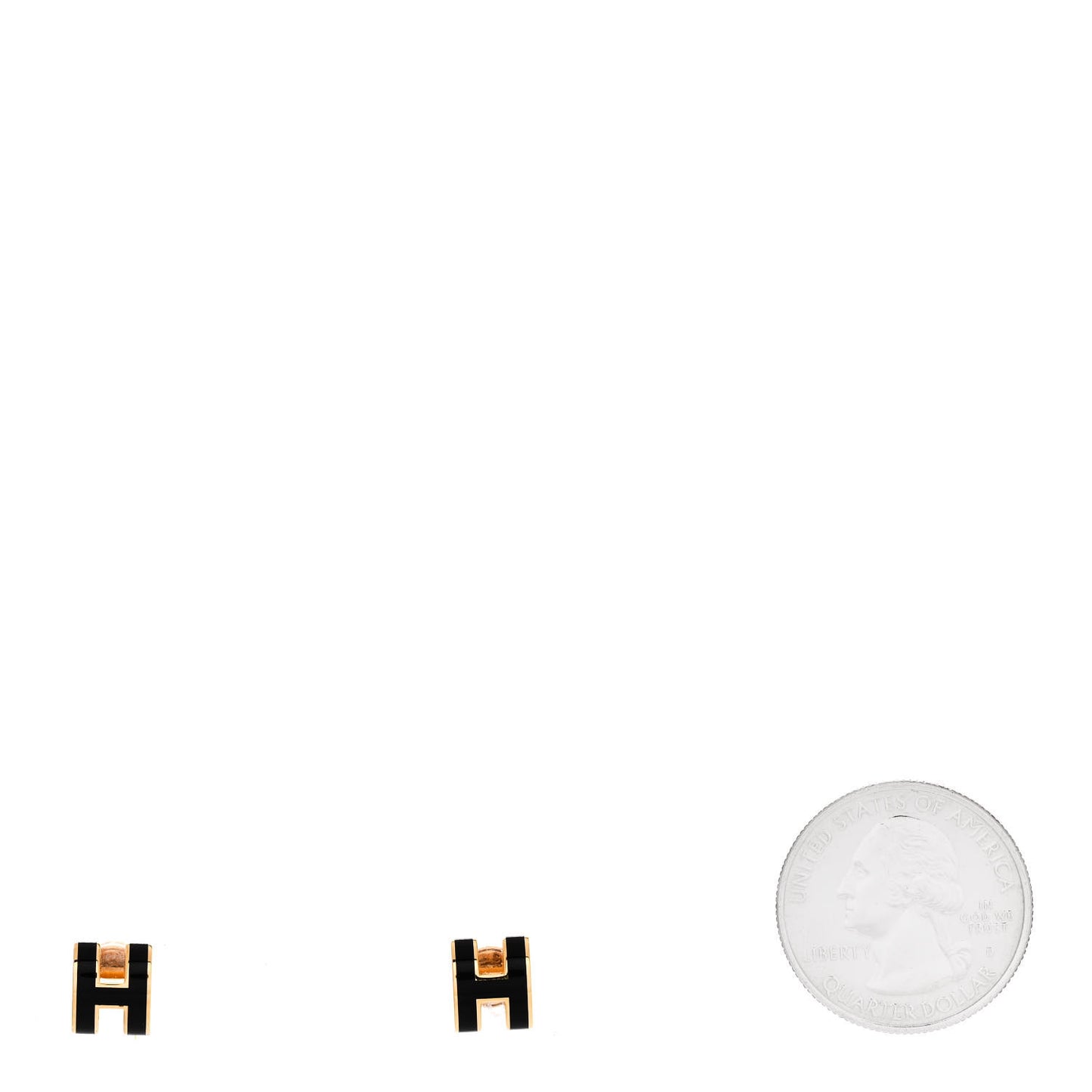 Gold Lacquered Mini Pop H Earrings Black