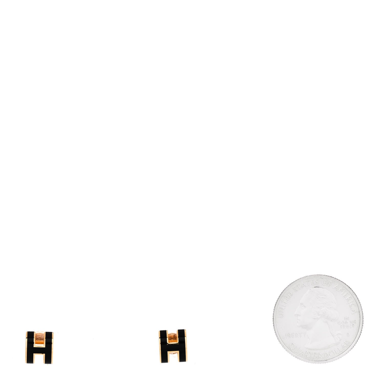 Hermes Gold Lacquered Mini Pop H Earrings Black 2 of 4