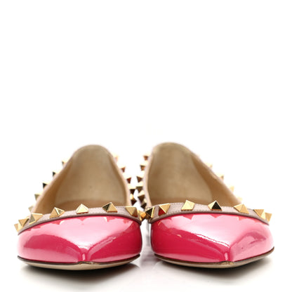 Valentino Garavani Patent Nappa Rockstud Ballerina Flats 37.5 Framboise Poudre 2 of 8