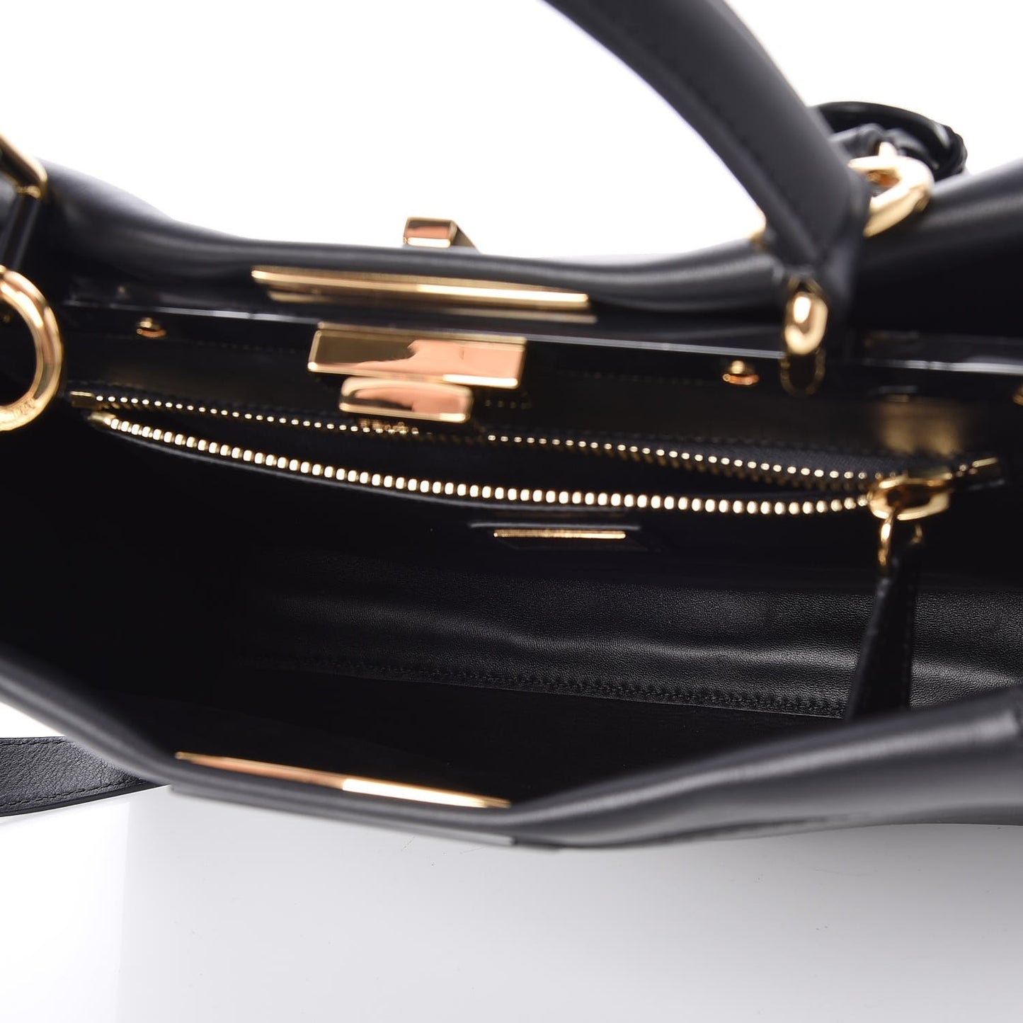 Vitello Seta Shiny Nappa Medium Peekaboo Iconic Satchel Black