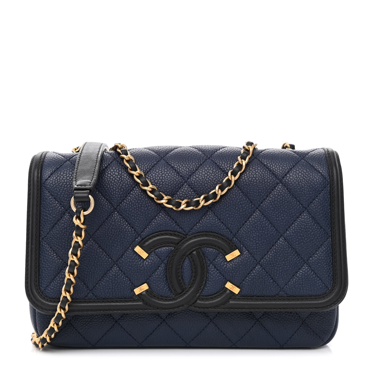 Chanel Caviar Quilted Small CC Filigree Flap Navy Black 1 of 10