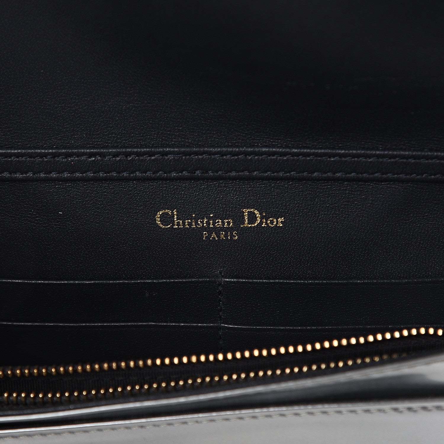 Christian Dior Metallic Patent Micro-Cannage Diorama Wallet on Chain Pouch Silver 5 of 8