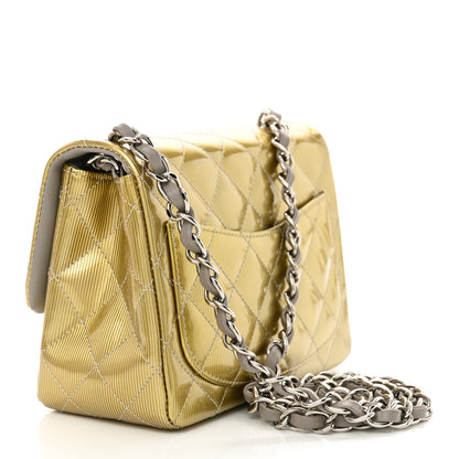 Chanel Striated Patent Quilted Mini Square Flap Beige 3 of 10