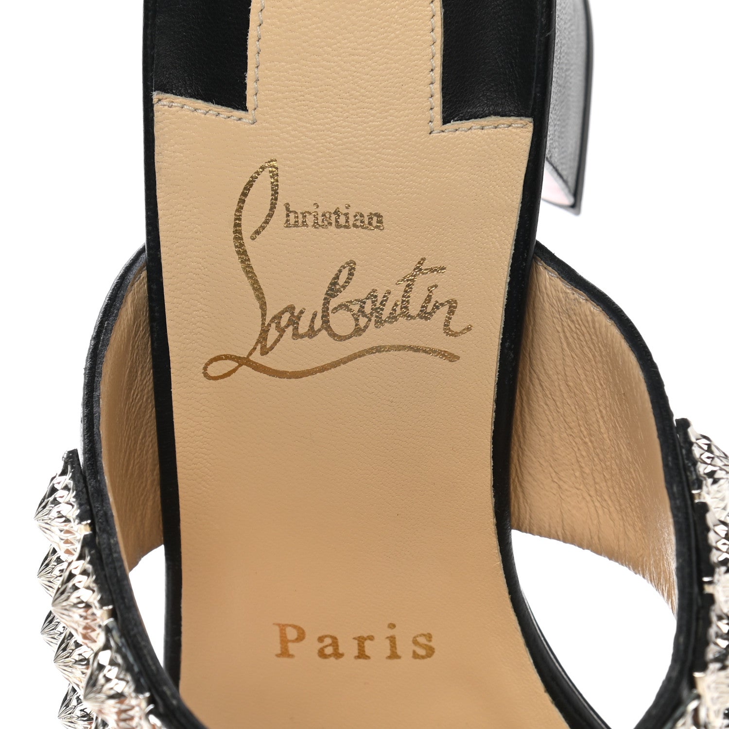 Christian Louboutin Calfskin Studded Tina Goes Mad 55 Slide Sandals 36 Black 7 of 8
