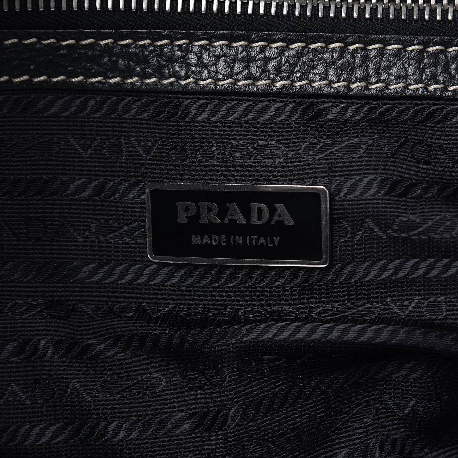 Prada Vitello Daino Stripe Shoulder Bag Black 6 of 15