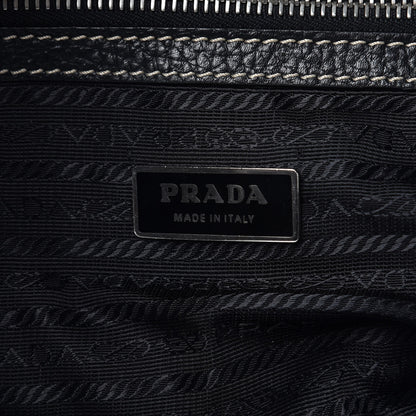 Prada Vitello Daino Stripe Shoulder Bag Black 6 of 15