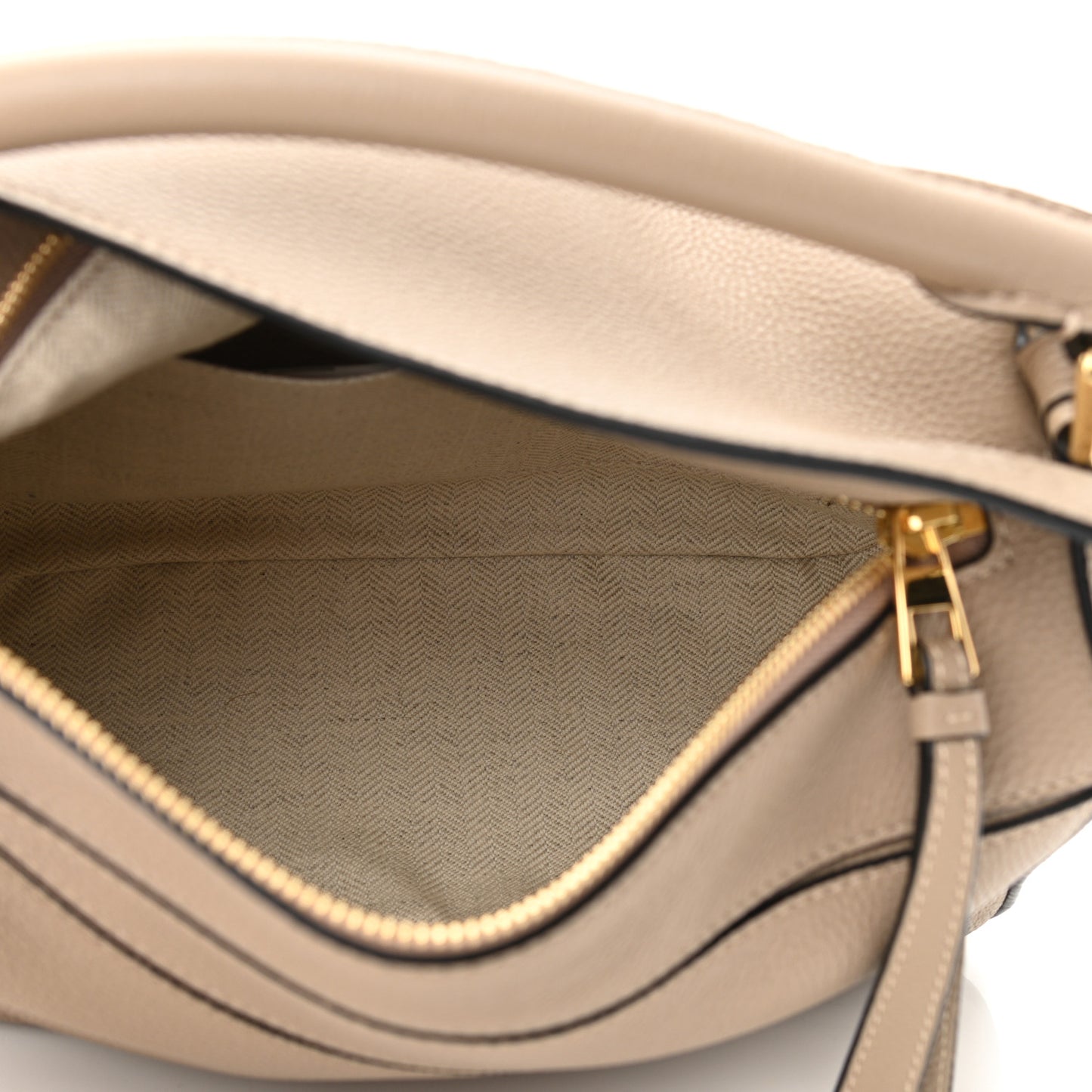 Grained Calfskin Small Puzzle Bag Sand