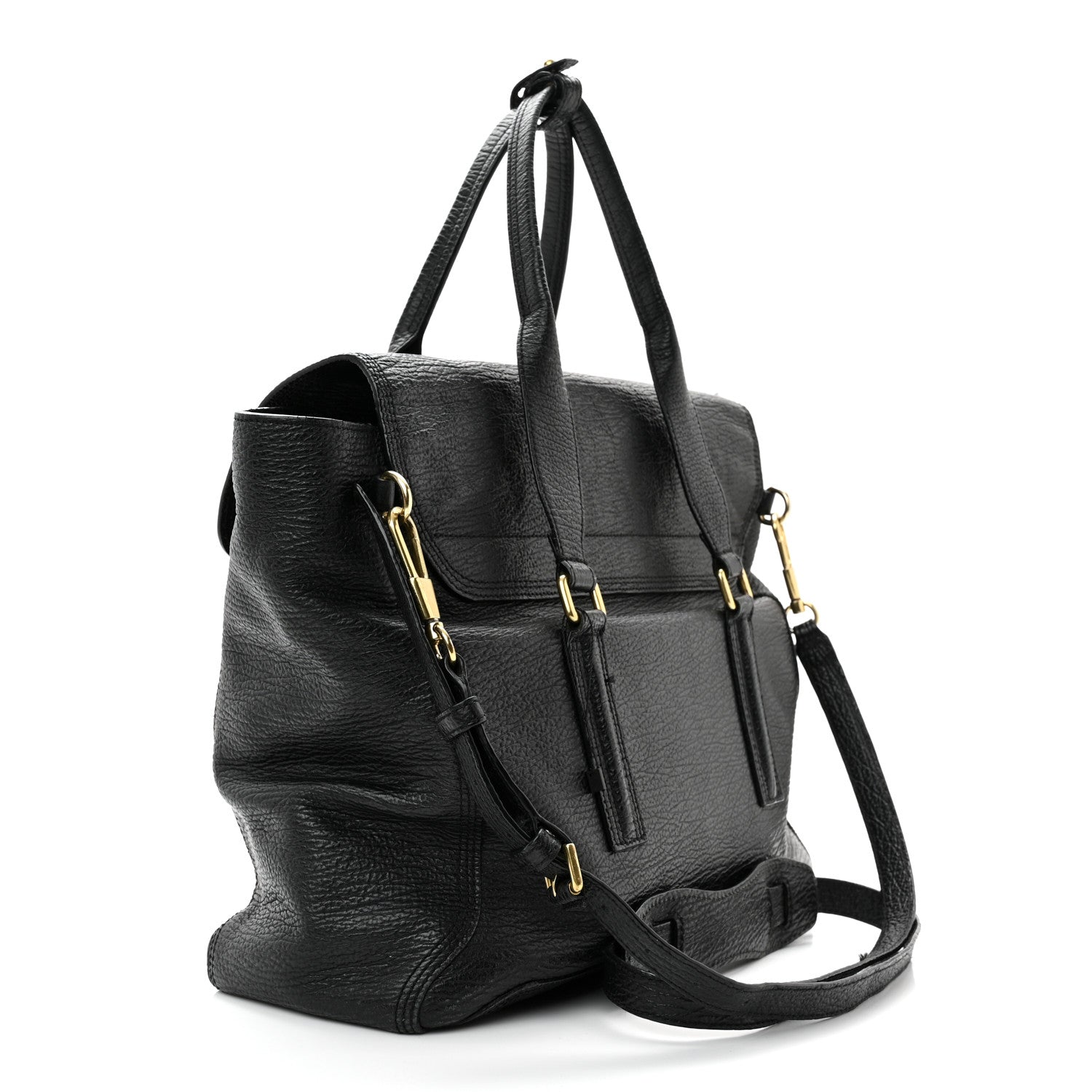 3.1 Phillip Lim Textured Calfskin Large Pashli Satchel Black 3 of 12