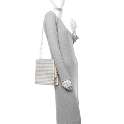 Chanel Tweed Resin Small Zipped Shopping Bag White Black 2 of 14
