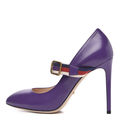 Gucci Malaga Kid Sylvie High Heel Pumps 39 Shine Purple 1 of 9