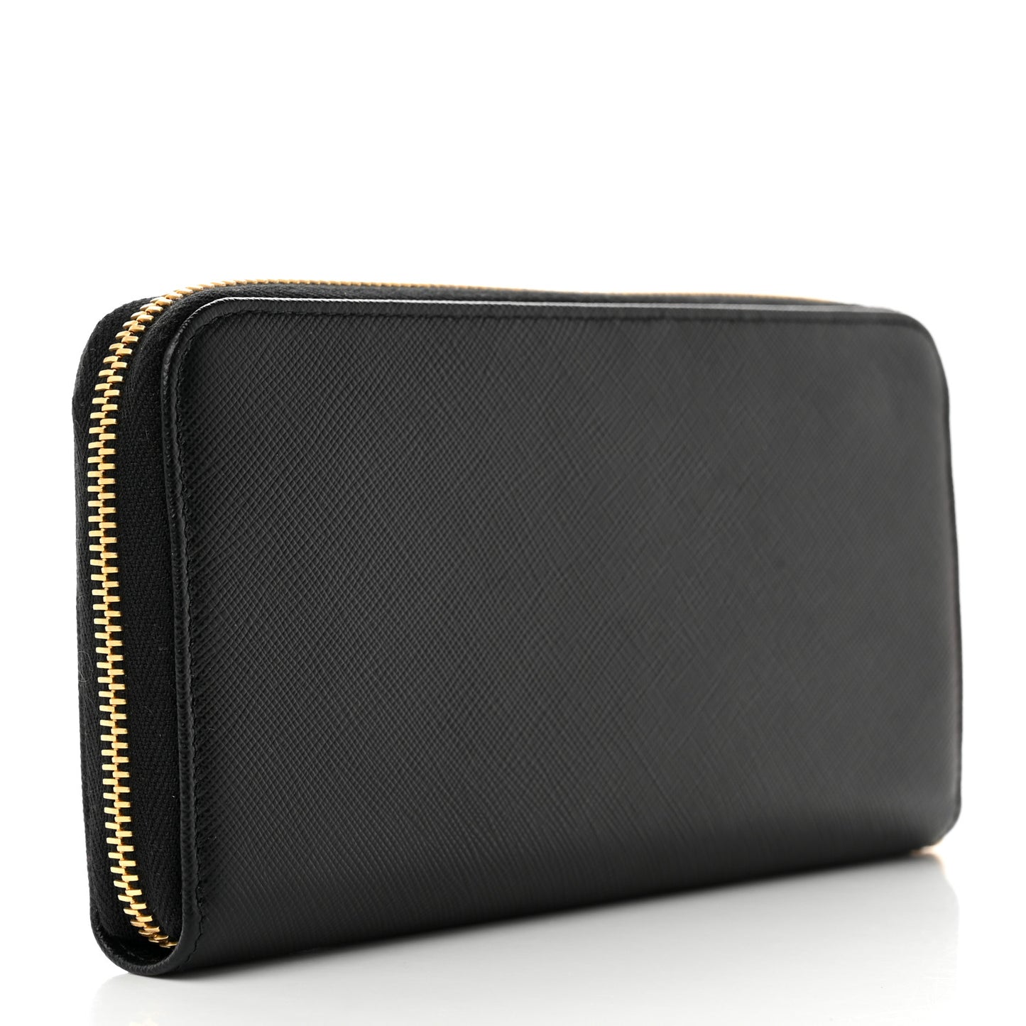 Saffiano Triangle Zip Around Wallet Black