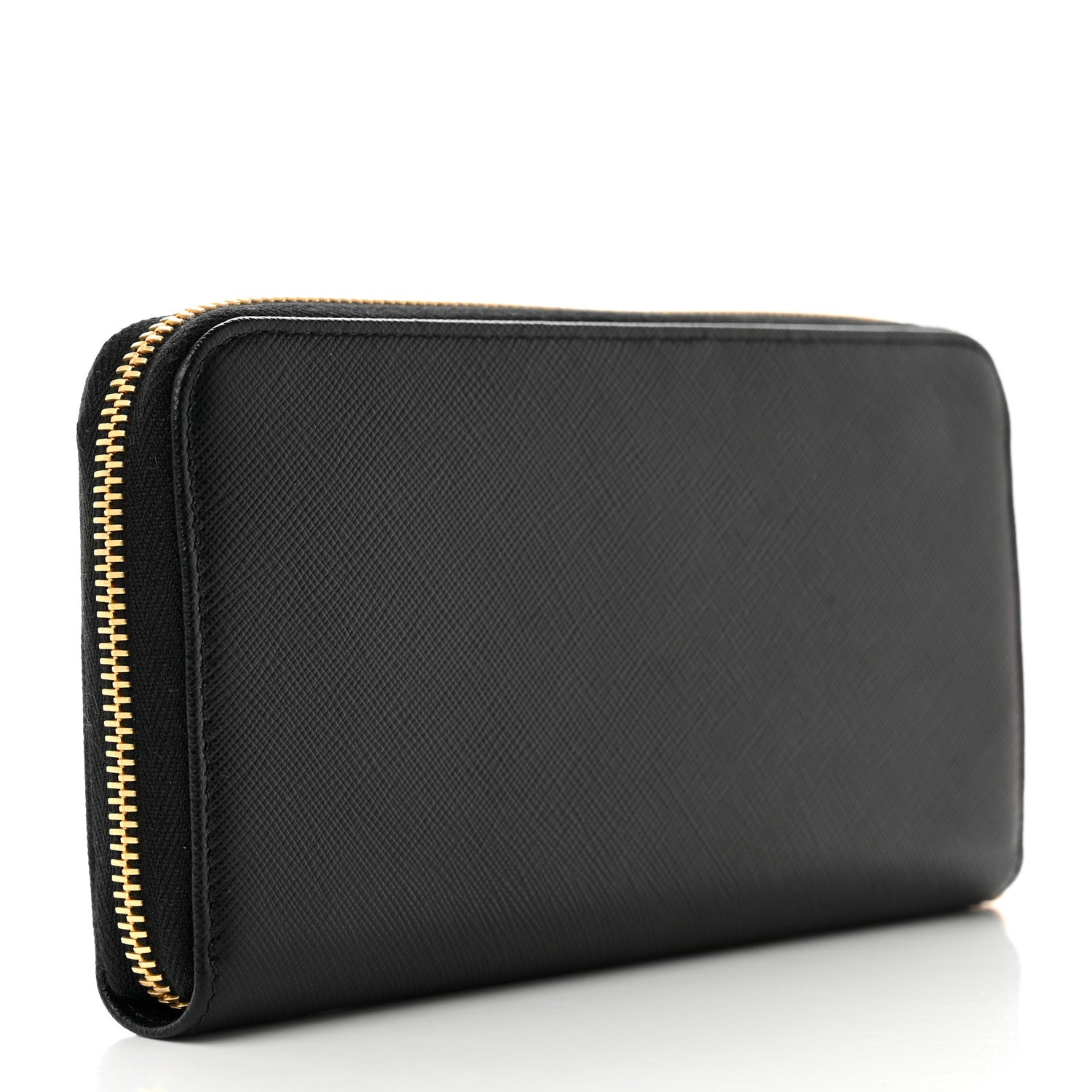 Prada Saffiano Triangle Zip Around Wallet Black 3 of 6