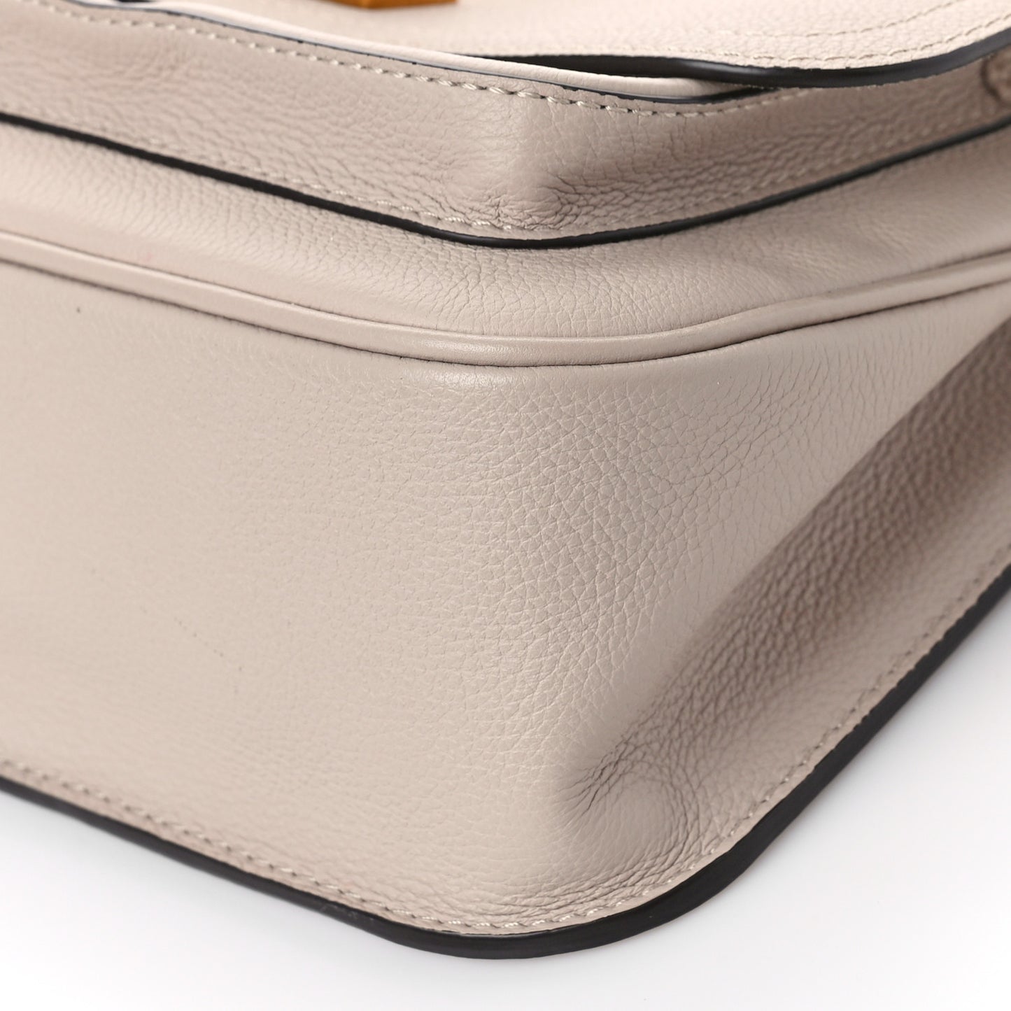 Grained Calfskin Lockme Chain Bag Greige