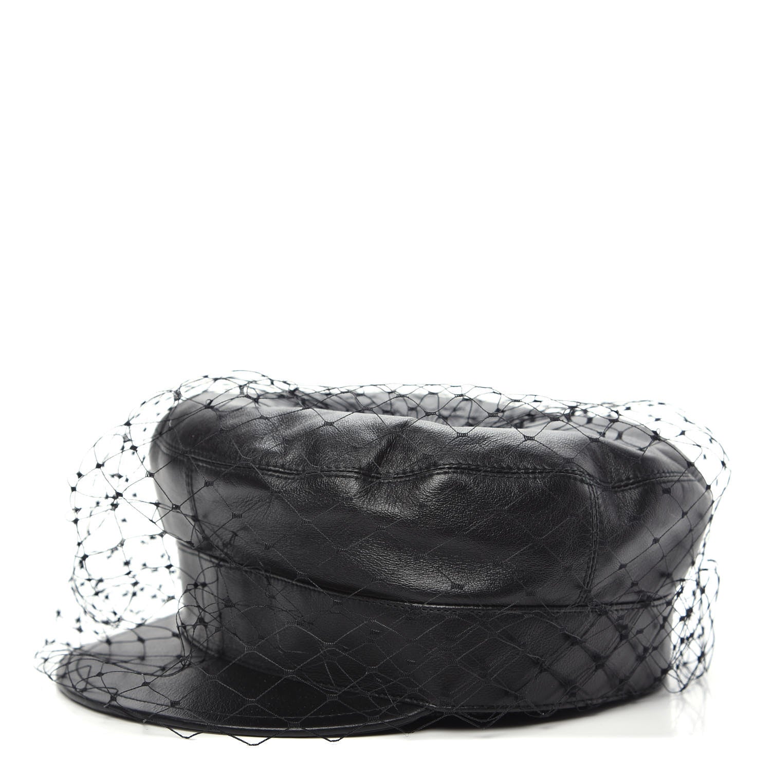 Christian Dior Calfskin Paris Revolution Cap With Veil 58 Black 1 of 6