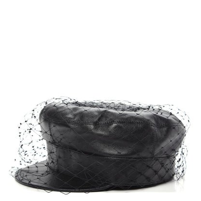 Christian Dior Calfskin Paris Revolution Cap With Veil 58 Black 1 of 6