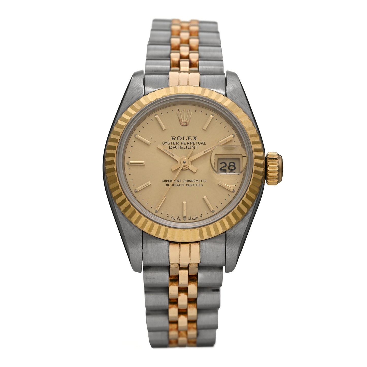 Stainless Steel 18K Yellow Gold 26mm Oyster Perpetual Datejust Watch Champagne 69173