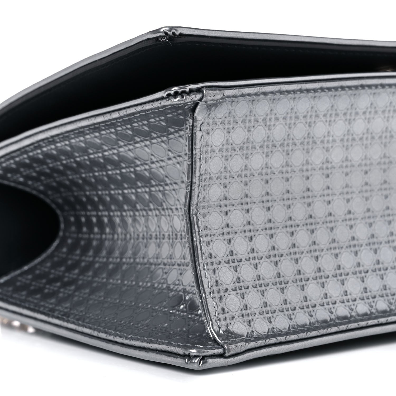 Christian Dior Metallic Patent Micro-Cannage Small Diorama Flap Bag Silver 5 of 12