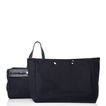 Hermes Toile Vache Hunter Herbag Cabas MM Bleu Marine 3 of 23