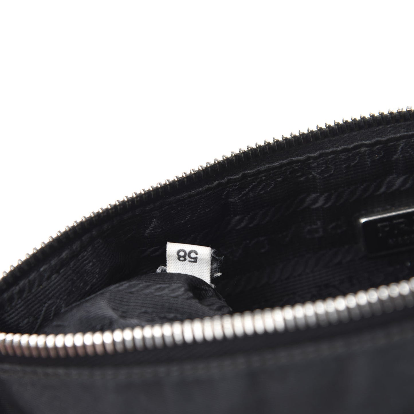 Tessuto Nylon Calfskin Logo Pochette Black