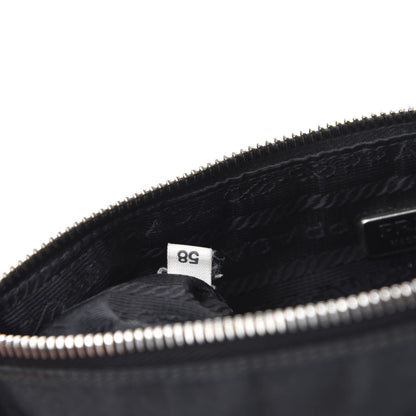 Prada Tessuto Nylon Calfskin Logo Pochette Black 12 of 13