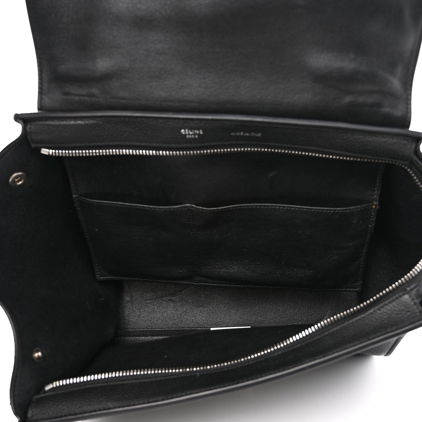 Drummed Calfskin Suede Small Trapeze Black