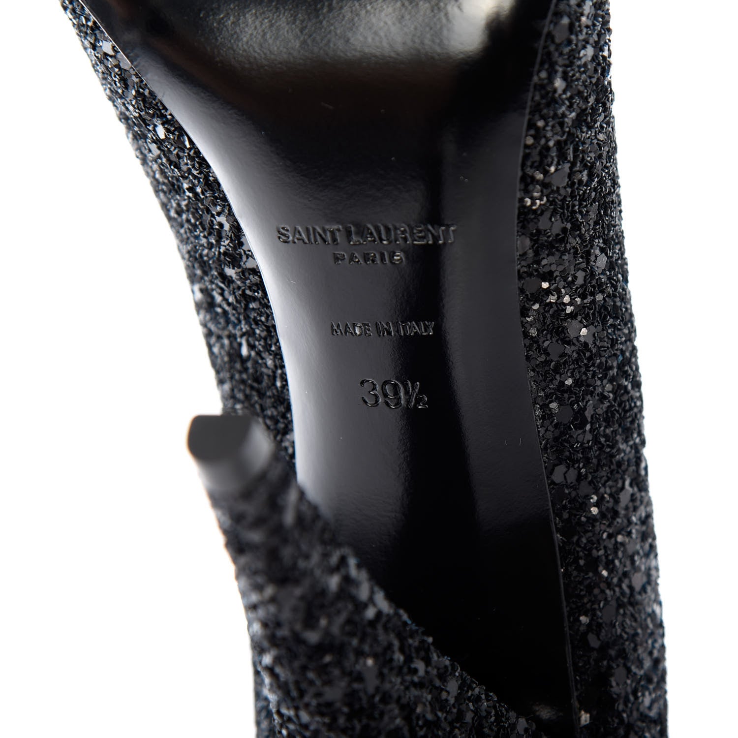 Saint Laurent Glitter Era Pumps 39.5 Black Silver 9 of 11