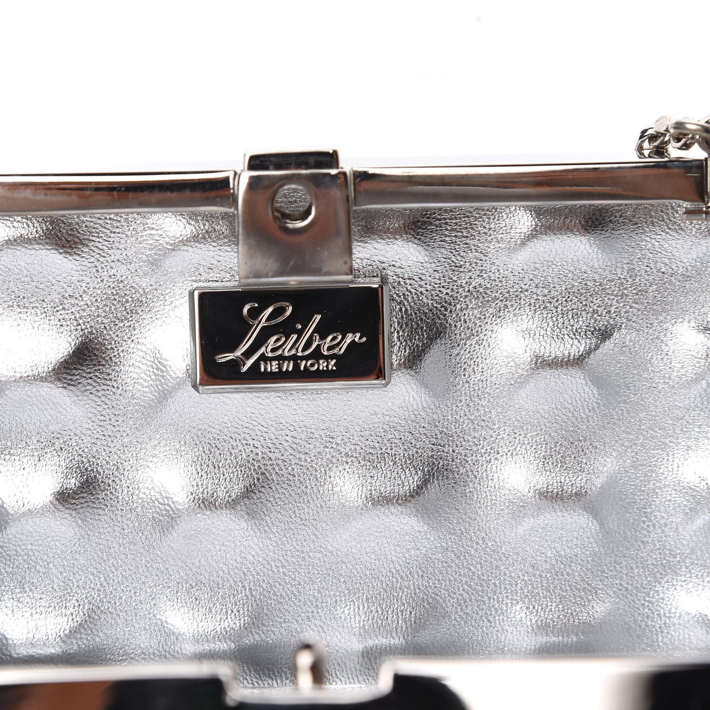 Crystal Minaudiere Clutch Brown Silver